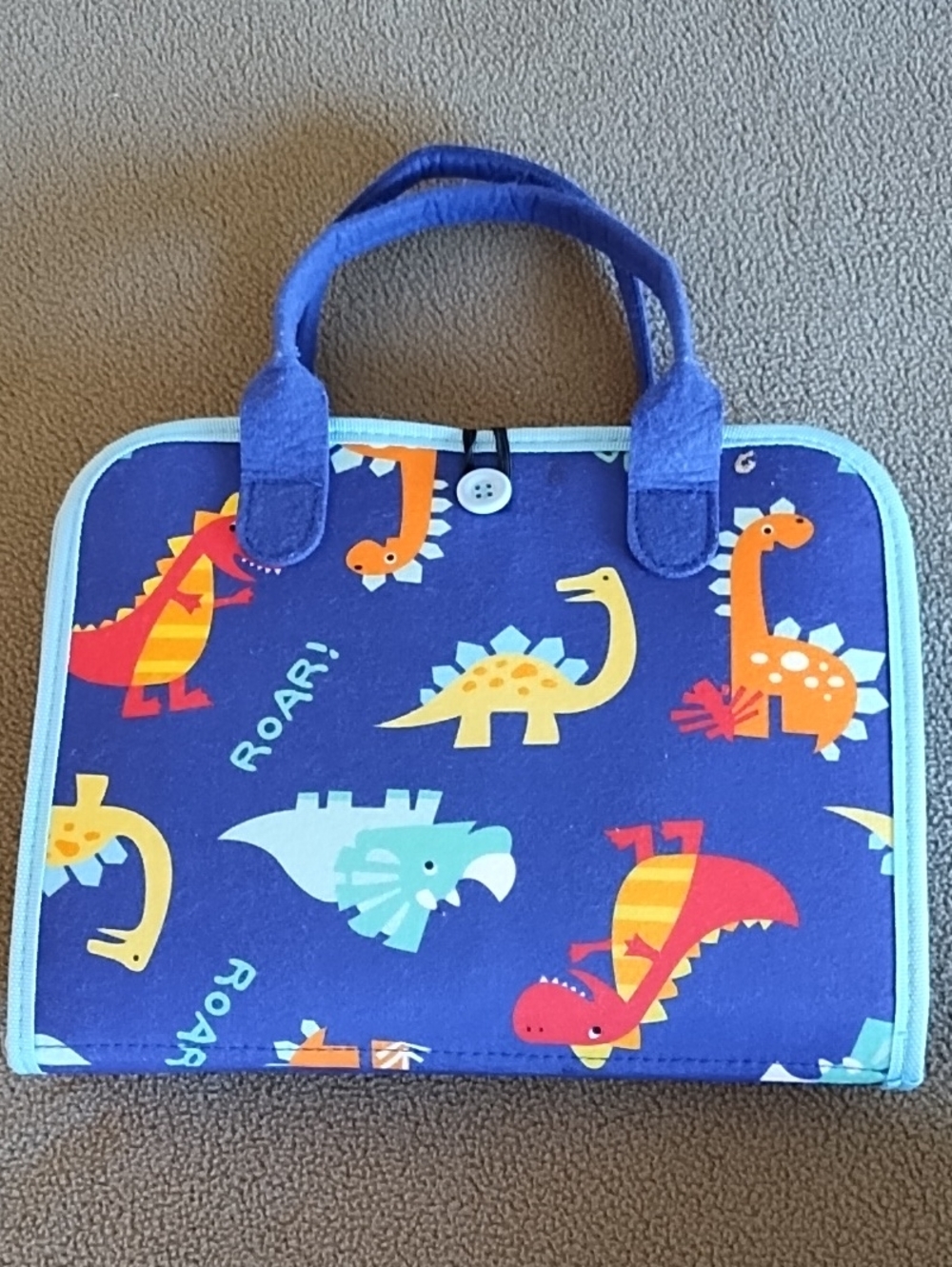 Esjay Toddler Busy Board Sensory Play Travel Companion Portable Dinosaurs Blue